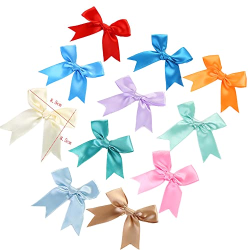 Satin Ribbons, Pack van 100, 8.5 x 8.5 cm, Decoratieve Bows, Ready Made Bows, Gift Bows voor DIY ambachten, Bruiloft, Kerstmis, Valentijnsdag, Decoratie, Kaarten maken 5