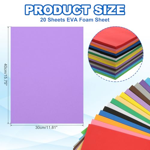20 st Licht paars EVA schuimvellen, 15,7 x 11,8 inch, 1mm dikke schuimvellen voor ambachten, flexibele DIY ambachten, Scrapbooking Art Supplies