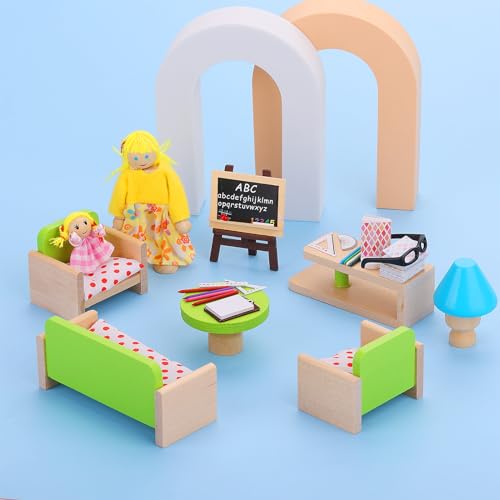 22 st. Miniatuur Doll School Set, 1:12 Dollhouse Mini School Supplies Home Miniatuur Model DIY Decor Poppenboek Rugzak Blackboard klembord Leiders Chalk Playset Dollhouse Accessoires