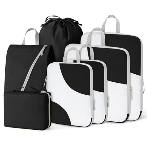 Verpakking Kubussen voor koffers - 7 stuks Compressie Verpakking Cubes Reizen Bagage Organizers Bag - Waterdichte Reis Koffer Organisator Tassen voor kleding Schoenen Cosmetics Toiletartikelen