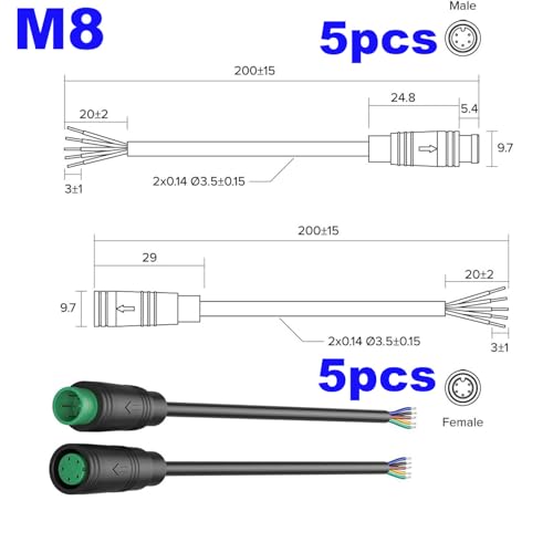 Julet E-Bike uitbreiding Kabel Waterdicht Elektrische fiets uitbreiding Kabel 5-Pin elektrische fietsverlichting