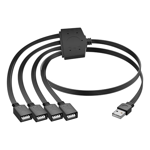 USB-A Splitterkabel, USB-A-plug naar 4 poorten Extension Kabel met meerdere laadfuncties en gegevenssynchronisatie, OTG-ondersteuning, 480 Mbit/s Transfer (S)