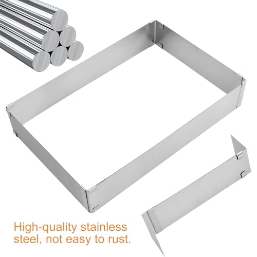 Vierkante cakering, Rechthoekige cakevorm, verstelbaar, Rechthoekige cakevorm met verdelers, verstelbaar van 28-53 cm x 18-34 cm, voor koekjes, Mousse cakes, gebak (10 cm) 3
