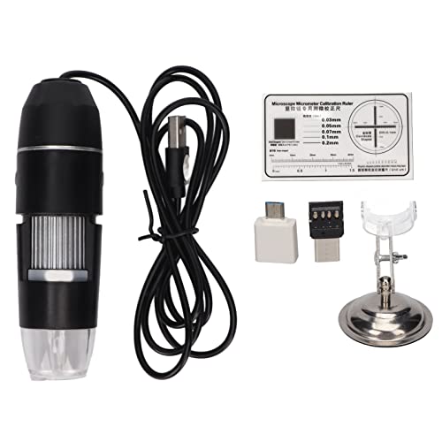 Huidanalyse Hair Scalp Detector 800x Vergroting Draagbare USB-microscoop met 8 stuks Lichte Chips voor huid- en haardetectie (zwart)