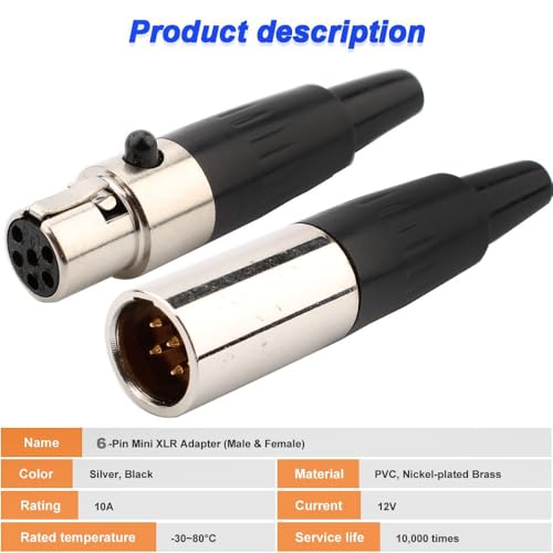 4 x XLR Solder Connectors, 6 Pin Mini XLR Plugs, 6-Pin XLR Connectors, XLR Man / Vrouwelijke Connector, Microfoon Kabel Plug, Stereo XLR Connectors (Man 2 3