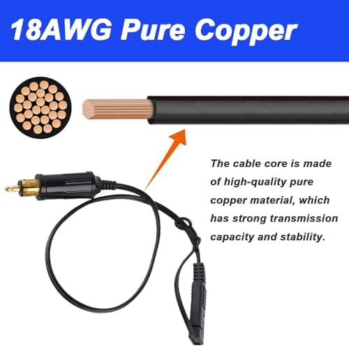 DIN Powerlet Plug to SAE Adapter Jack, 12V-24V SAE Plug to SAE Plug with Dust Protection Extension Cable for BMW Motorcycles (2 Pieces, 35 cm) 5