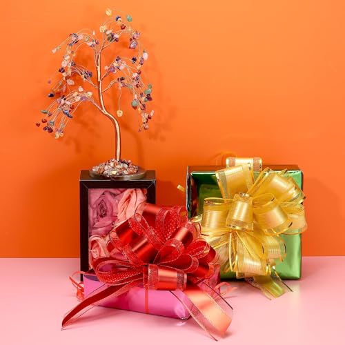 6 stuks Grote Pull Bow Cadeau Verpakking Doos, 22,5cm Ribbon Organza Lake Blue Bows voor Cadeauverpakking, Bruiloft manden Auto 4