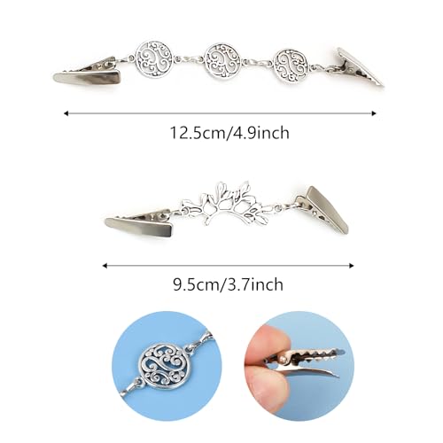 5 stuks Sweater Clips, 5 Styles Silver Vest Clips, Vintage Sweater Clips voor Vrouwen Meisjes, Sjaal Clips voor Blouse Dress Jacket Kleding, Metaal, Metaal