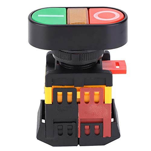 APBB-22 / 25N LED Light Dual Push Button Switch NO + NC Momentary Push Button Switch Red or Green Buttons 74 X 55 X 29MM / 2,91 X 2,17 X 1,14 Inch) (220V)