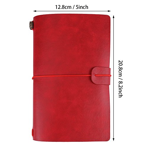 Classic Travel Notebook PU Leren Gepersonaliseerde Journal Hervulbaar Notepad voor mannen Vrouwen 5 Kleuren Optioneel (rood)