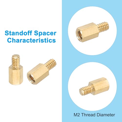 M2 x 4mm + 3mm Spacer Schroeven, 100st Man tot vrouw Zeshoekig messing PCB Spacer Spacer Schroefmoer Assortiment Kit voor Gedrukt Circuit Board, Circuit Board, Circuit Board 3