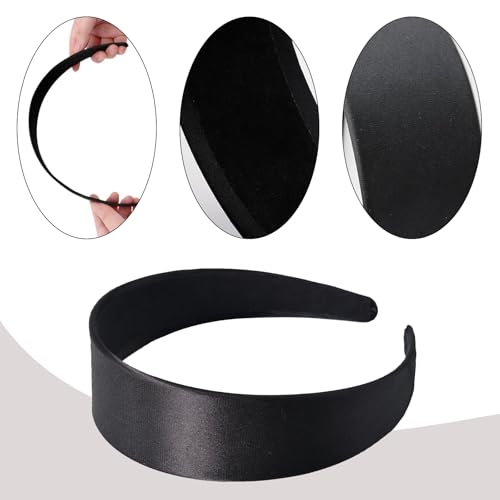 Brede zwarte haarband voor vrouwen, Classic Basic Black Band, Hair Band voor vrouwen, Non-Slip Hard Vintage Fashion Hair Band Stof Haarband Minimalistisch voor elke gelegenheid 3