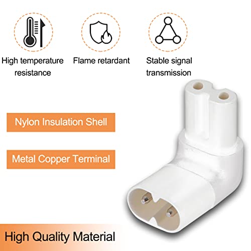 IEC C8 tot C7 2 Pin rechterhoek 90 graden naar boven Man Vrouwelijke Power Extension Adapter voor TV, AC 250V 2.5A IEC320 Connector voor Printer Wall Mounted TV, 4 Pack 5