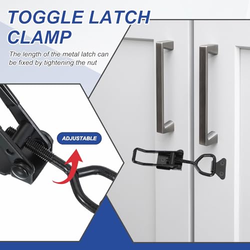 Toggle Latch Clamp 4002 Style, 2Scs Carbon Steel Verstelbare Klemmen Snel Release Roker Pull Hasp Latches 400Lbs Latches 400LB lager voor Box Lid Jig, zwart 4