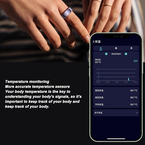 Smart Health Ring, Smart Ring Health Tracker BT 5.1 NFC Slaaplichaam Temperatuurbewaking Pedometer IP68, Slaapkwaliteit Tracker voor verjaardagsgeschenken (GOLD)