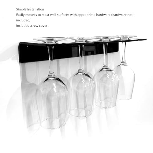 2 stuks onder het kabinet wijnglas Rack, Wall Mounted Acryl Wine Glass Holder Space Saving Glassware Hangen onder het kabinet wijnglas Rack voor 8 glazen(zwart)