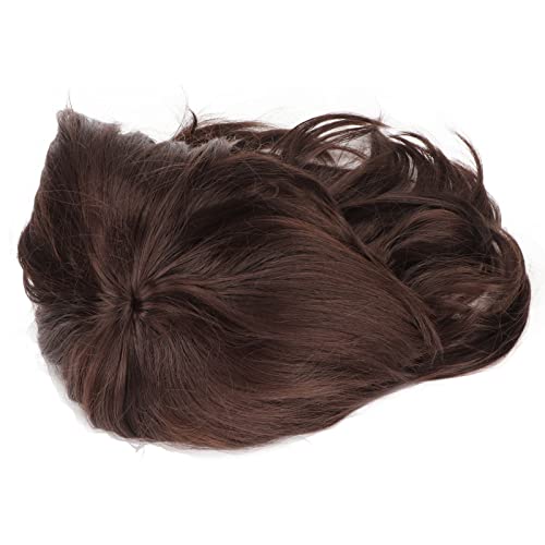 Mannen pruik, mannen cosplay pruik, korte bruine rechte ademend binnenste Mesh Zachte Fluffy Deformatie Resistant Mannelijke pruik 5