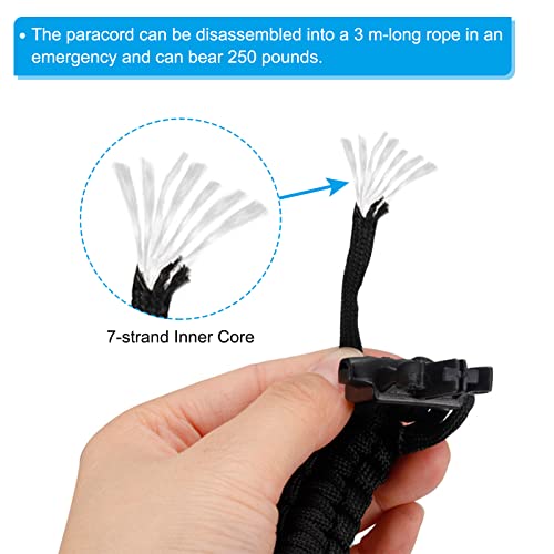 Survival Paracord Armbanden, Gevlochten Parachute Armband met Plastic Buckle Party Favors Camping Cadeaus Outdoor Wraps voor Mannen, Zwart 5
