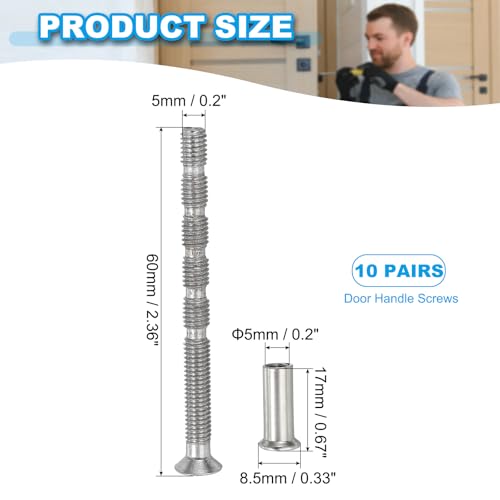 Kast handvat schroeven M5x60, set van 10 druppels schroeven lade schroef Phillips aandrijving verzonken kop schroeven met mouw voor deurgreep hendel
