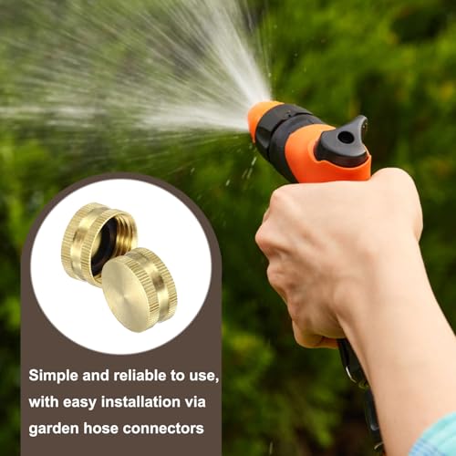 3/4" GHT Vrouwelijke tuinslang Adapter, 2Pcs Messing Slang Connector Reparatie Past op Pijpen Waterslang Outdoor, Goud 4