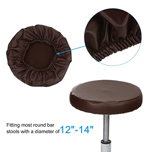 Ronde Bar Stool Cover PU leer afwasbaar Elastische Stool Pillowcase voor Diameter 12-14 Inch Stoel Koffie Bruin 3