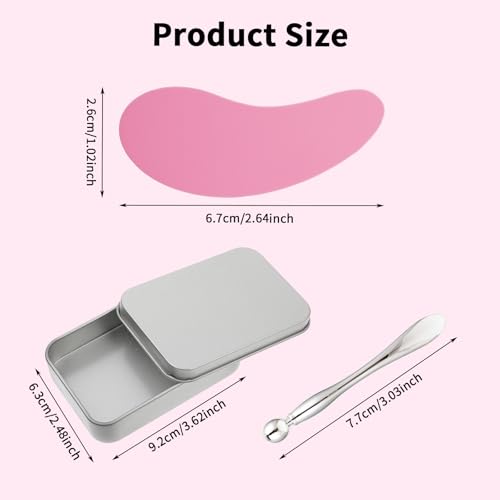 2 paar oogbeschermers, Herbruikbare oogkussens, siliconen ooglapjes, milieuvriendelijke oogkussens met metalen oogcrème applicator, verwijderen donkere cirkels, verminderen rimpels en fijne lijnen 4