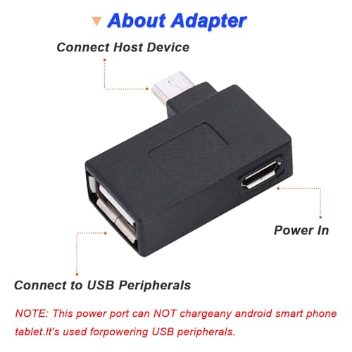 90 graden Micro USB OTG Adapter, (Links + Rechts), 2-in-1 Micro USB OTG Adapter met voeding voor Firestick, Streaming TV Stick, PlayStaion Classic (4-pack) 3