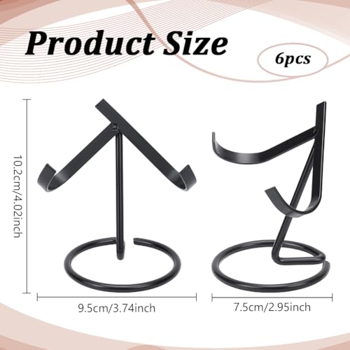 6 stuks metalen kristallen bolhouder, Iron Easel Stands houder Decoratieve Crystal Ball Stand voor Rocks Geodes hart stenen, zwart, 7,5 x 9,6 x 10,2 cm