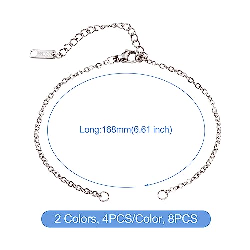 8 st Verstelbare armband 304 RVS Link ketting armband goud zilver Gedraaide ketting armband met Extender ketting voor sieraden maken
