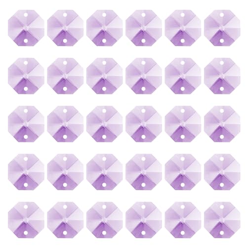 K9 Crystal Octagonale Kralen 2 Hole Hangers 60st 14mm Kroonluchter Prism Onderdelen Ornamenten Hangende Kralen voor DIY Ambachten Decoratie Licht Paars
