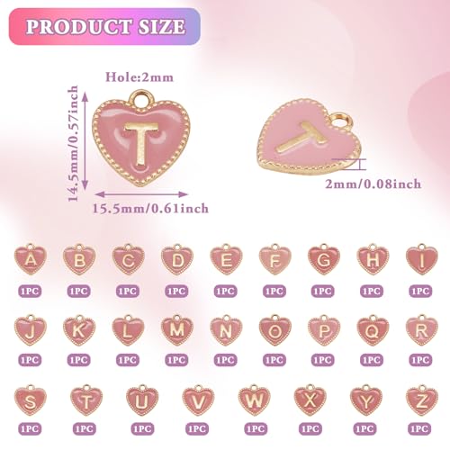 Hart A-Z Letter Charms Alfabet Legering Emaille Hangers voor DIY Ketting sieraden maken 4