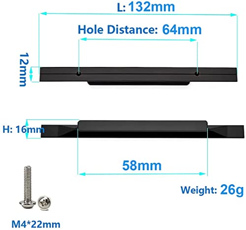 2X Europese aluminium handgrepen Keukenkast Trekt garderobe handvat lade Trek totale lengte 132mm, gat afstand 64m m 3