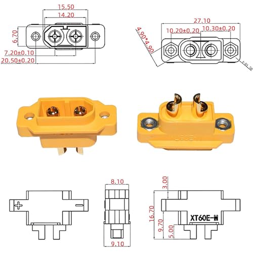 5 paar XT60E-M XT-60 Plugs Man XT60E-M Flush-Mount Plug Lipo Batterijconnectoren 2 Pin Connector Kabelplug voor modellen DIY 3