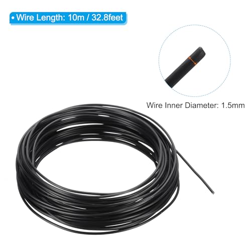 1.5mm Bonsai Trainingsdraad, 1 Roll Flower Wire Stengels Geanodiseerd Aluminium Boom Draad 32,8 Voeten Totaal voor Tuinieren Branch Bijlage, Zwart