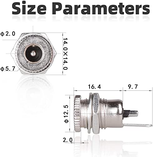 20 st 5.5 x 2.1mm DC Power Jack Socket Socket Vrouwelijke Panel Mount Plug Adapter Lage spanning Connector DC Holle Plug met stofdichte dop 3
