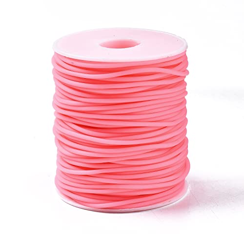 27,34 Yards / Rol Holle Pijp Rubber koord 3mm Tubing Rubber koord voor sieraden maken DIY ambachten armband tubulair breien kleding, licht koraal