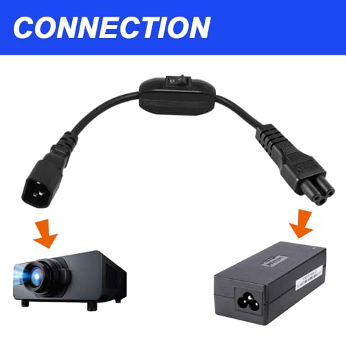 Voedingsadapterkabel IEC 320 C14 stekker naar C5 stopcontact met aan/uit schakelaar (2 packs, 1 ft/30 cm) 4