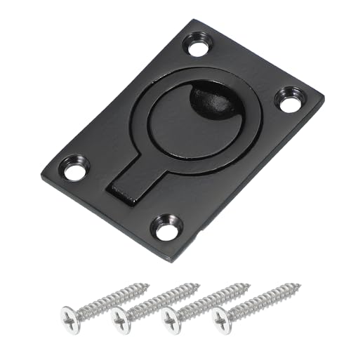 2-1/2"-1-3/4" Flush Pull Ring handgrepen, 316 Roestvrij staal Vierkante inbouwdeur Pull Hidden Boat Hatch Latch met schroef voor Marine Yacht Meubilair, Zwart