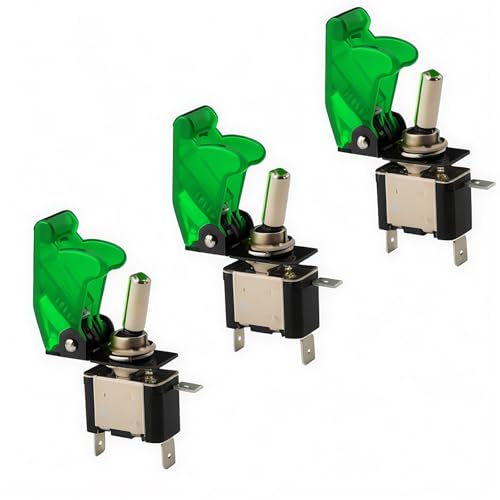 Schakelschakelaar met LED-weergave, groene schakelschakelaar voor auto, 12V/20A, SPST-schakelaar, aan/uit-schakelaar, groen (3PCS)