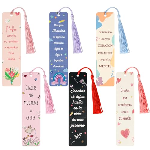 6 bladwijzers Dank u Maestra papier