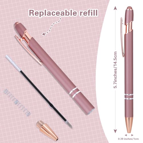 4 stukken balpen rose goud, balpen roze balpen hoge kwaliteit balpen mooie balpen met stylus tip rose goud 1mm zwarte inkt