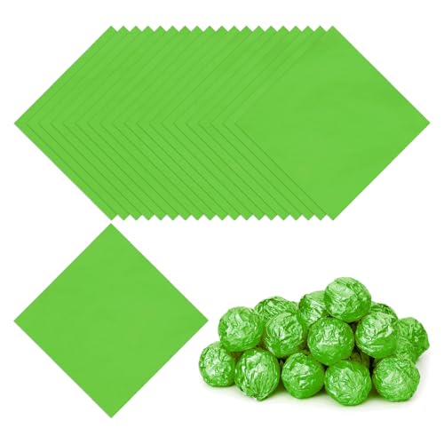 Foil Candy Wraps 15x5 inch, 100st Vierkante glanzende aluminium foil snoep wikkelpapier voor DIY chocolade snoep verpakking decoratie, groen
