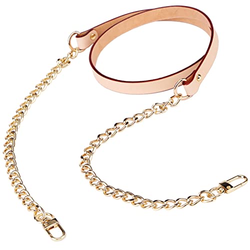 Handtas ketting lederen riemen ketting riemen vervangende gouden Platte metalen ketting voor handtassen DIY handwerk, 47 Inch bruin 5