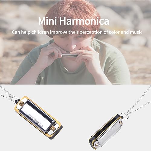Mini Harmonica, ketting sleutel van C 4 gaten 8 tonen Harmonica Draagbaar mondorgel voor kinderen Beginner(Zilver) 4