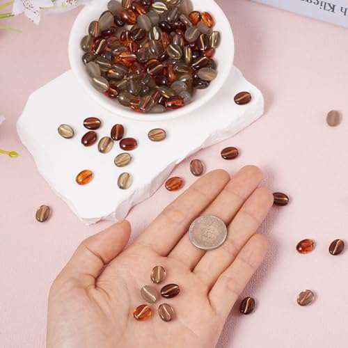 180 st Acryl Koffie Bean Kralen 5 Kleuren Transparante Koffie Bean Shape Losse kralen voor ketting armband oorbellen sieraden maken, Gat: 1mm 5