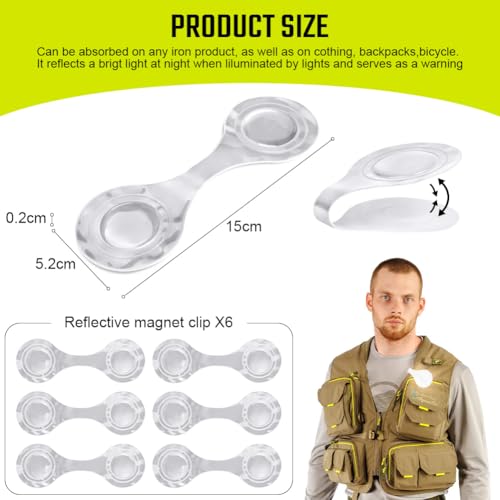 Verpakking van 6 Reflectieve Magnetische Clips, Night Safety Reflector voor Kleding, Rugzak, Pushchstoel