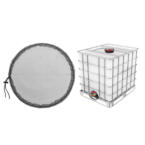 13.7 Inch IBC Lid Filter Mesh Cover Polyester IBC Tote Cover voor 275 Gallon Regenwater Tank, zwart
