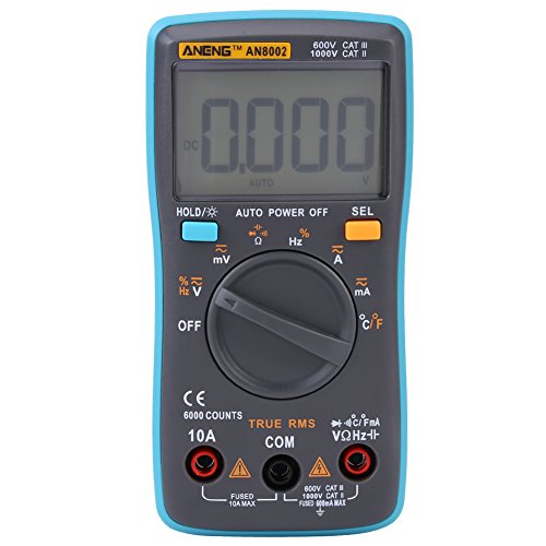 Digitale multimeter, AN8002 multimeter met automatische bereikselectie AC/DC Voltmeter Elektronische Ohm/Volt multimeter, stroom Multi Tester diode en continuity tester, 6000 Telwaarden