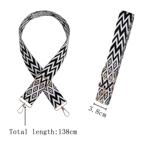 2 stuks verstelbare schouderriemen, 3,8cm brede universele vervangingsschouderband, Boho Bag Strap, Mode Ontwerper schouderband handtas, Crossbody Bags (Zwart + Oranje)