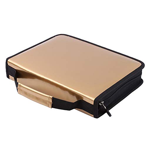 150 Compartiments grote capaciteit PU leren vouw behuizing met draaghandvat, Goud, modern 3